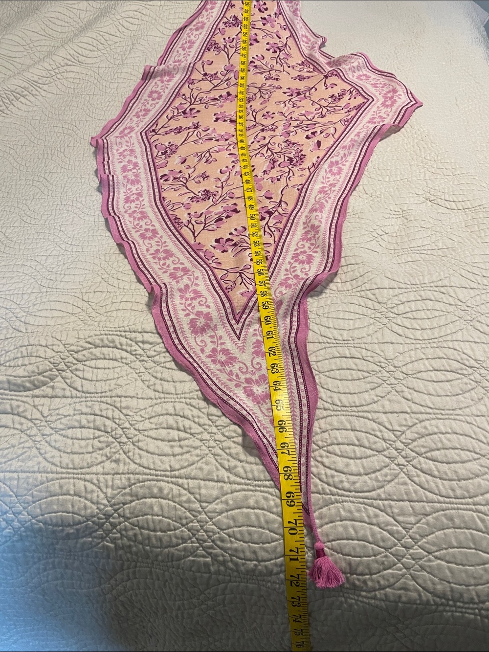 J. Jill Pink Floral Diamond-Shaped Scarf with Tassel